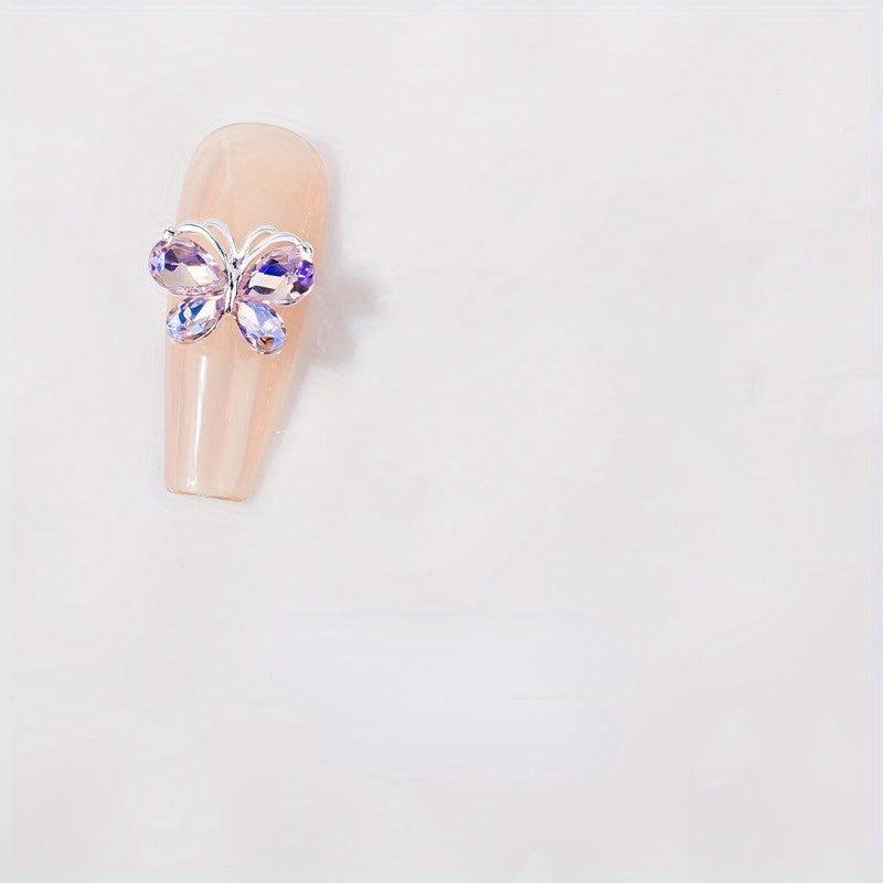 3D Butterfly Nail Charms for Acrylic Nails Metallic Butterflies Rhinestones