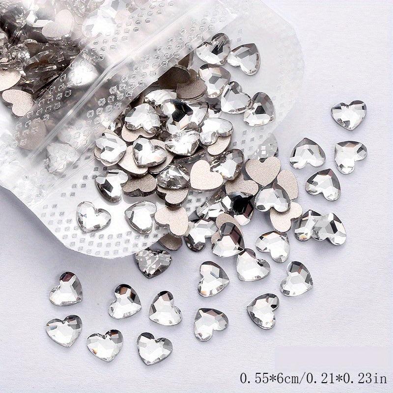50pcs Aurora Heart Rhinestones for DIY Nail Art 3D Gemstones