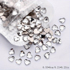 50pcs Aurora Heart Rhinestones for DIY Nail Art 3D Gemstones