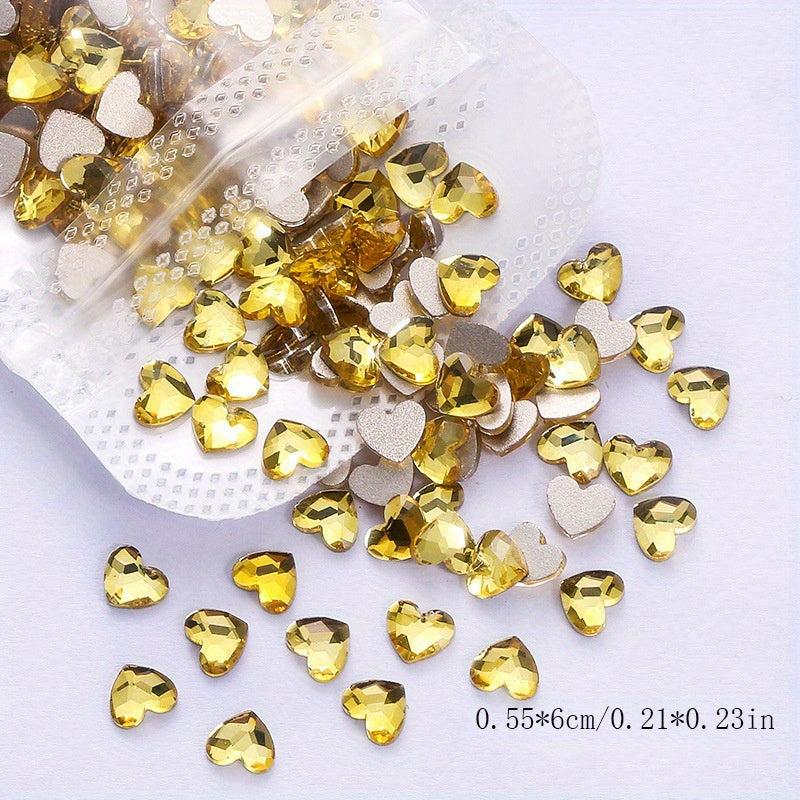 50pcs Aurora Heart Rhinestones for DIY Nail Art 3D Gemstones
