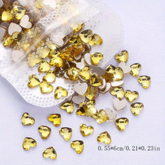 50pcs Aurora Heart Rhinestones for DIY Nail Art 3D Gemstones