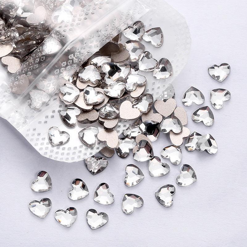 50pcs Aurora Heart Rhinestones for DIY Nail Art 3D Gemstones