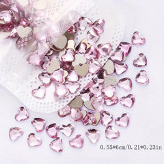 50pcs Aurora Heart Rhinestones for DIY Nail Art 3D Gemstones