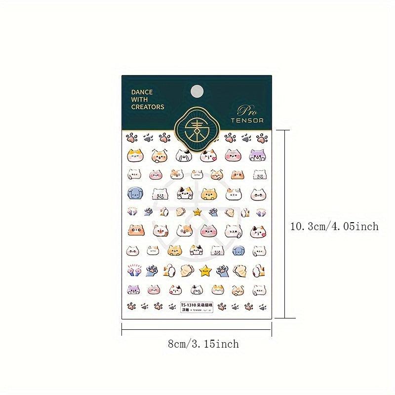 1 Pcs 5D Cats Nail Stickers Self Adhesive Nail Art Decorations