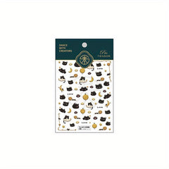 1 Pcs 5D Cats Nail Stickers Self Adhesive Nail Art Decorations