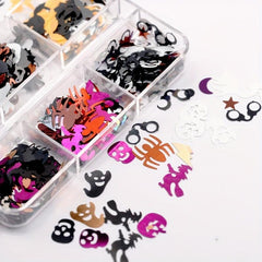 Halloween Nail Glitter Sequins Skull Spider Ghost Pumpkin Nail Glitter Flakes