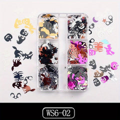 Halloween Nail Glitter Sequins Skull Spider Ghost Pumpkin Nail Glitter Flakes