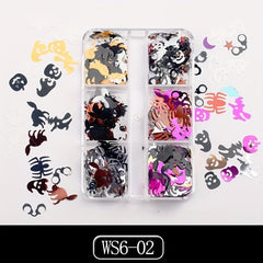 Halloween Nail Glitter Sequins Skull Spider Ghost Pumpkin Nail Glitter Flakes