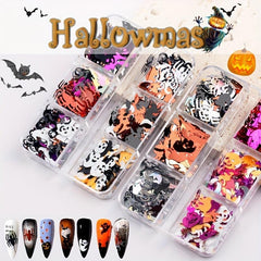 Halloween Nail Glitter Sequins Skull Spider Ghost Pumpkin Nail Glitter Flakes