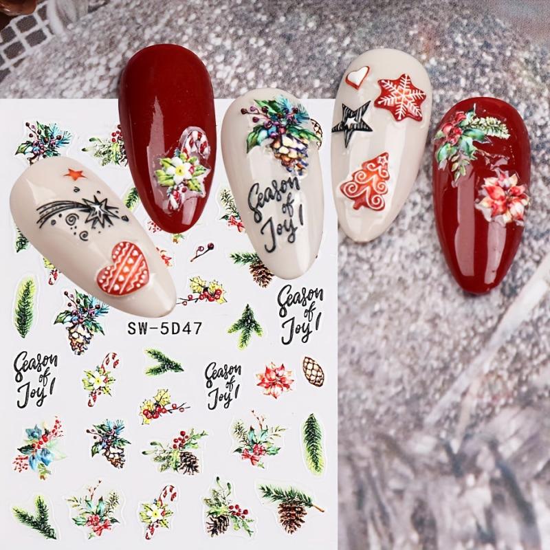 3 Sheets Christmas Nail Art Stickers Cartoon Santa Snowflake Snowman Nail Decals