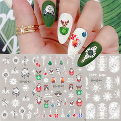 3 Sheets Christmas Nail Art Stickers Cartoon Santa Snowflake Snowman Nail Decals