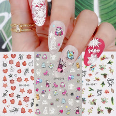 3 Sheets Christmas Nail Art Stickers Cartoon Santa Snowflake Snowman Nail Decals