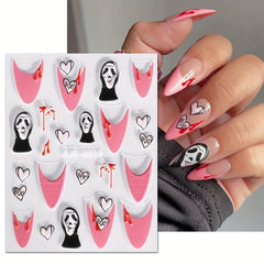 5D Ghost Heart Star Nail Stickers Pink Cartoon Nail Art Supplies
