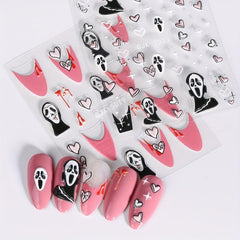 5D Ghost Heart Star Nail Stickers Pink Cartoon Nail Art Supplies