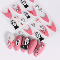 5D Ghost Heart Star Nail Stickers Pink Cartoon Nail Art Supplies