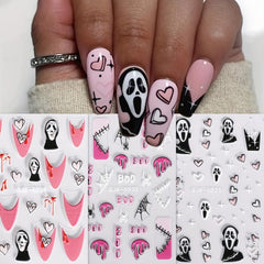 5D Ghost Heart Star Nail Stickers Pink Cartoon Nail Art Supplies