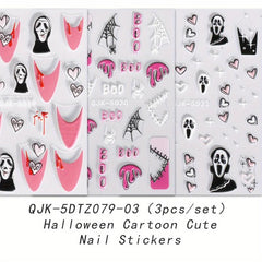 5D Ghost Heart Star Nail Stickers Pink Cartoon Nail Art Supplies