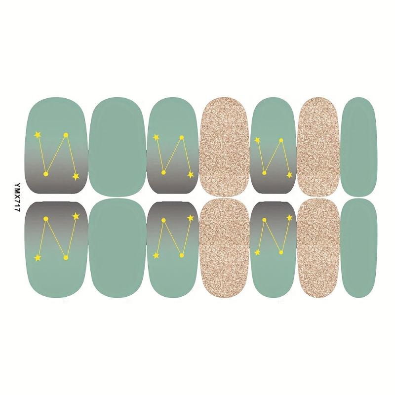 8 Sheets Glitter Nail Self Adhesive Wraps Sticker