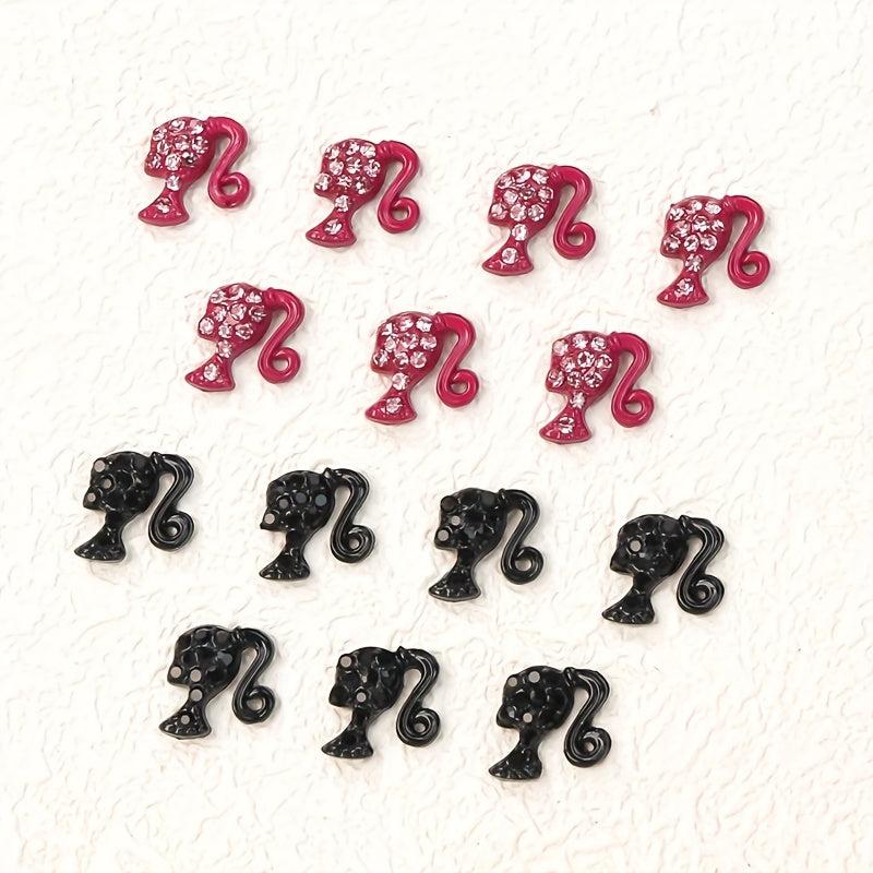 10pcs Rhinestone Girl's Head Nail Art Charms - DIY Nail Decoration