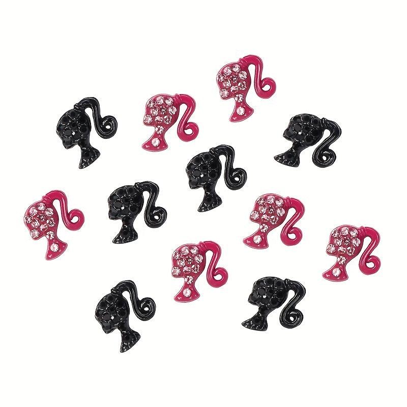 10pcs Rhinestone Girl's Head Nail Art Charms - DIY Nail Decoration