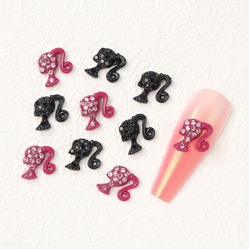 10pcs Rhinestone Girl's Head Nail Art Charms - DIY Nail Decoration