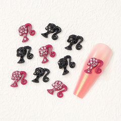 10pcs Rhinestone Girl's Head Nail Art Charms - DIY Nail Decoration