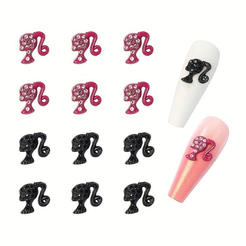 10pcs Rhinestone Girl's Head Nail Art Charms - DIY Nail Decoration