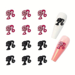 10pcs Rhinestone Girl's Head Nail Art Charms - DIY Nail Decoration