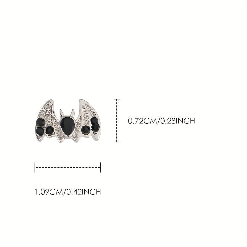 2Pcs Gothic Style Bats Y2K Nail Art Charms Rhinestones For Nails DIY