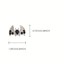 2Pcs Gothic Style Bats Y2K Nail Art Charms Rhinestones For Nails DIY