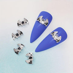 2Pcs Gothic Style Bats Y2K Nail Art Charms Rhinestones For Nails DIY