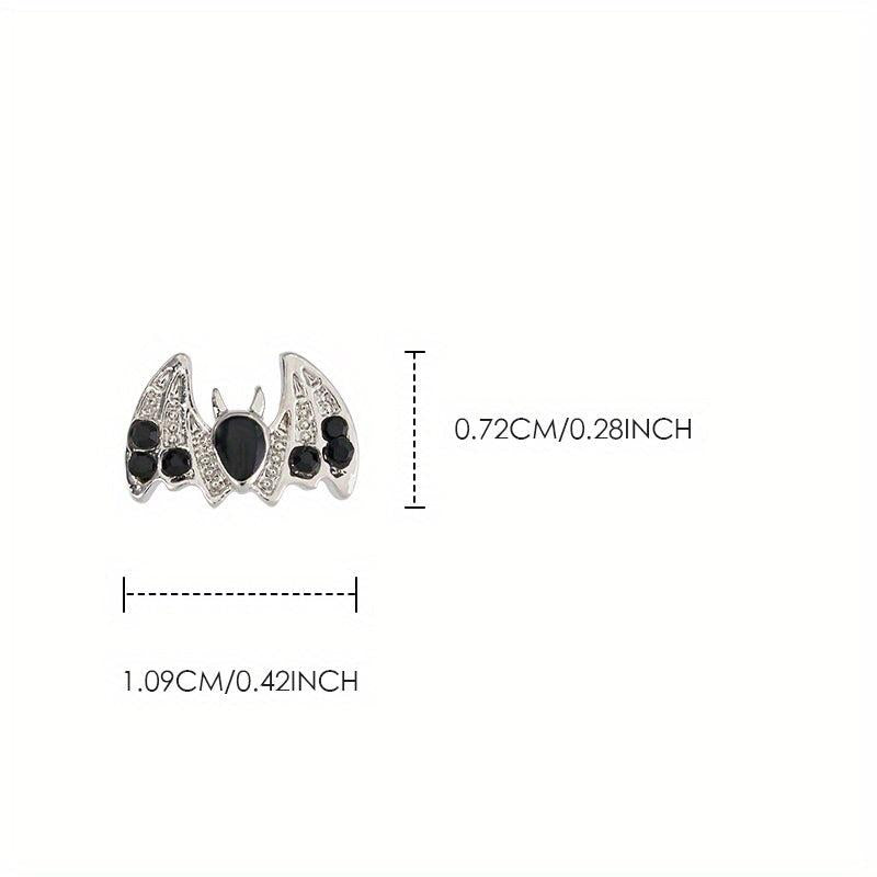 2Pcs Gothic Style Bats Y2K Nail Art Charms Rhinestones For Nails DIY