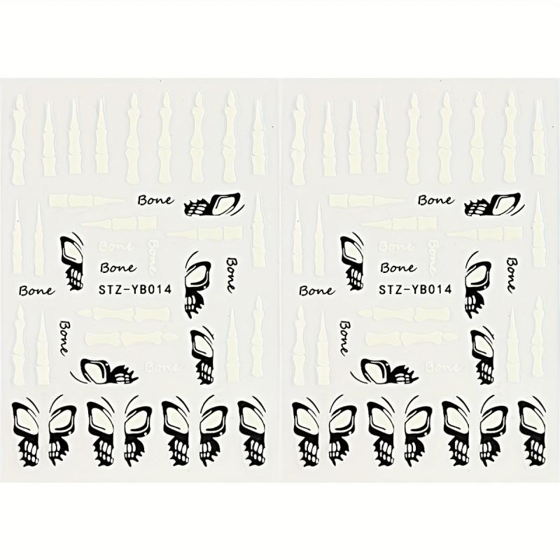 Halloween Nail Stickers Horror Eyeball Spider 5D Embossed Nail Art Decals