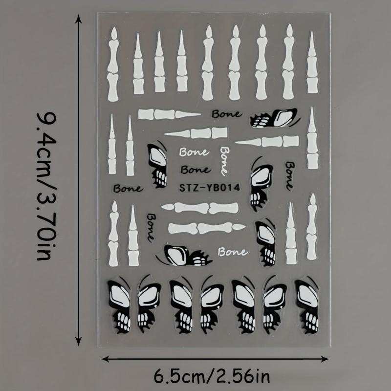 Halloween Nail Stickers Horror Eyeball Spider 5D Embossed Nail Art Decals