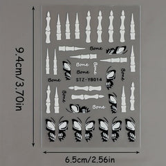 Halloween Nail Stickers Horror Eyeball Spider 5D Embossed Nail Art Decals