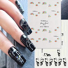 Halloween Nail Stickers Horror Eyeball Spider 5D Embossed Nail Art Decals