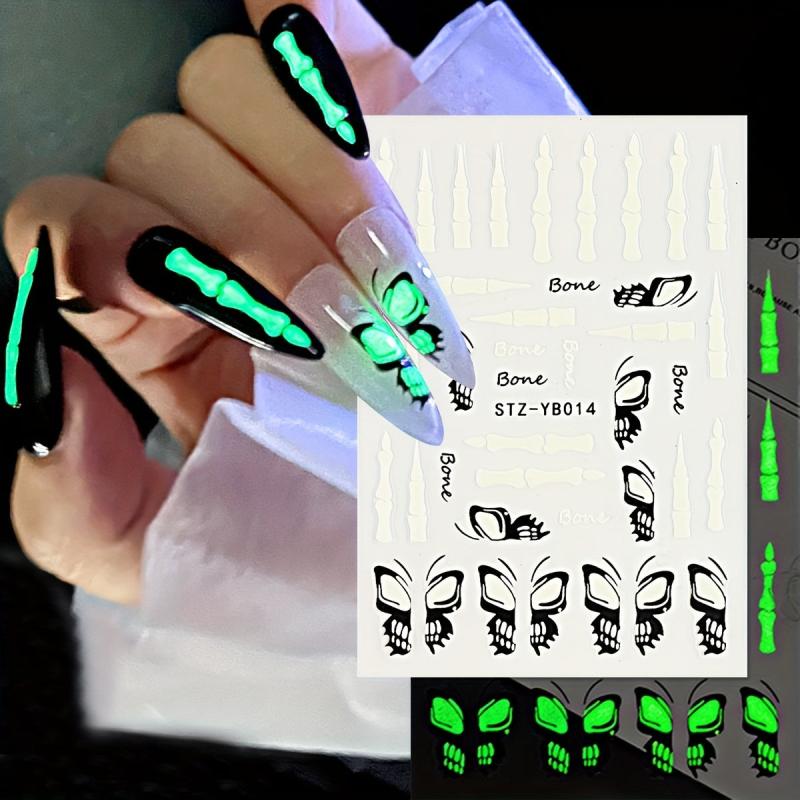 Halloween Nail Stickers Horror Eyeball Spider 5D Embossed Nail Art Decals