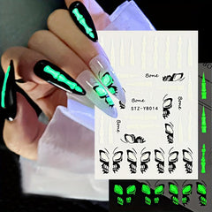 Halloween Nail Stickers Horror Eyeball Spider 5D Embossed Nail Art Decals