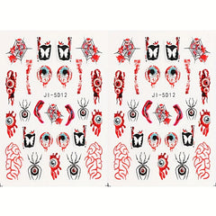 Halloween Nail Stickers Horror Eyeball Spider 5D Embossed Nail Art Decals