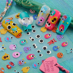 5pcs 5D Cartoon Nail Art Stickers Snowflake Heart Decals Nail Decorations