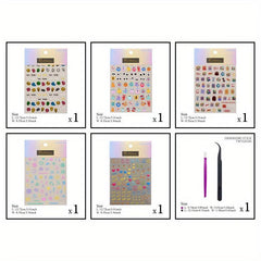 5pcs 5D Cartoon Nail Art Stickers Snowflake Heart Decals Nail Decorations