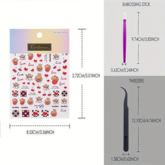 4pcs 5D Bear Bunny Nail Art Stickers, DIY Cartoon Nail Decals for Women and Girl