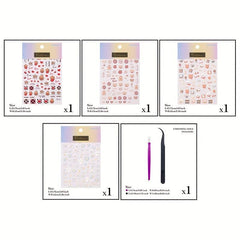 4pcs 5D Bear Bunny Nail Art Stickers, DIY Cartoon Nail Decals for Women and Girl