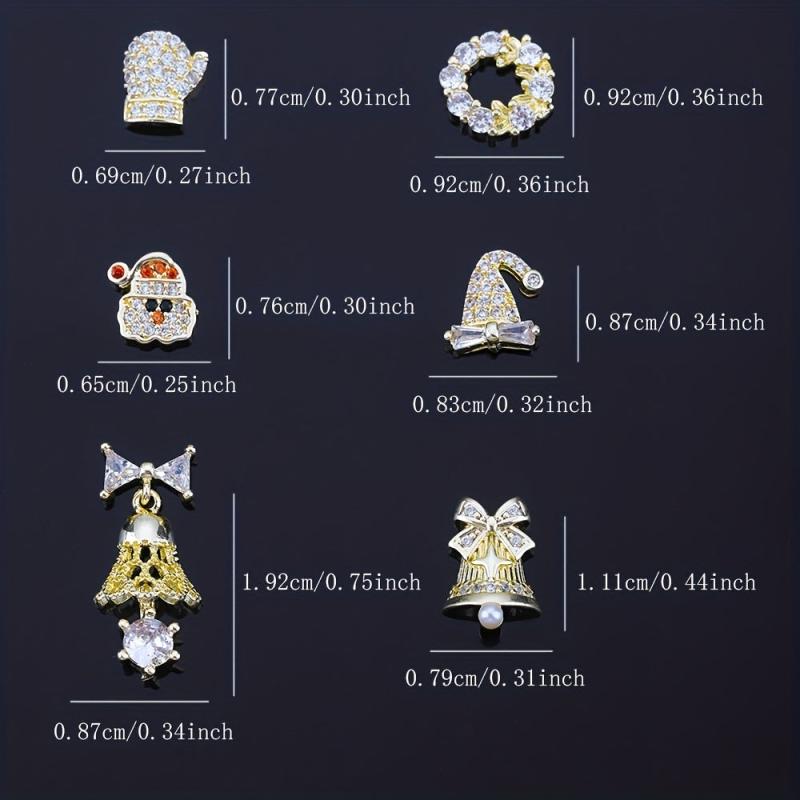 3pcs Christmas Nail Art Charms & Gemstones Set