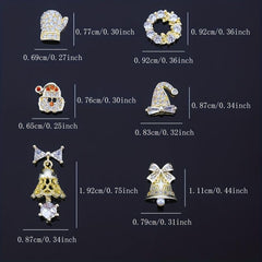 3pcs Christmas Nail Art Charms & Gemstones Set