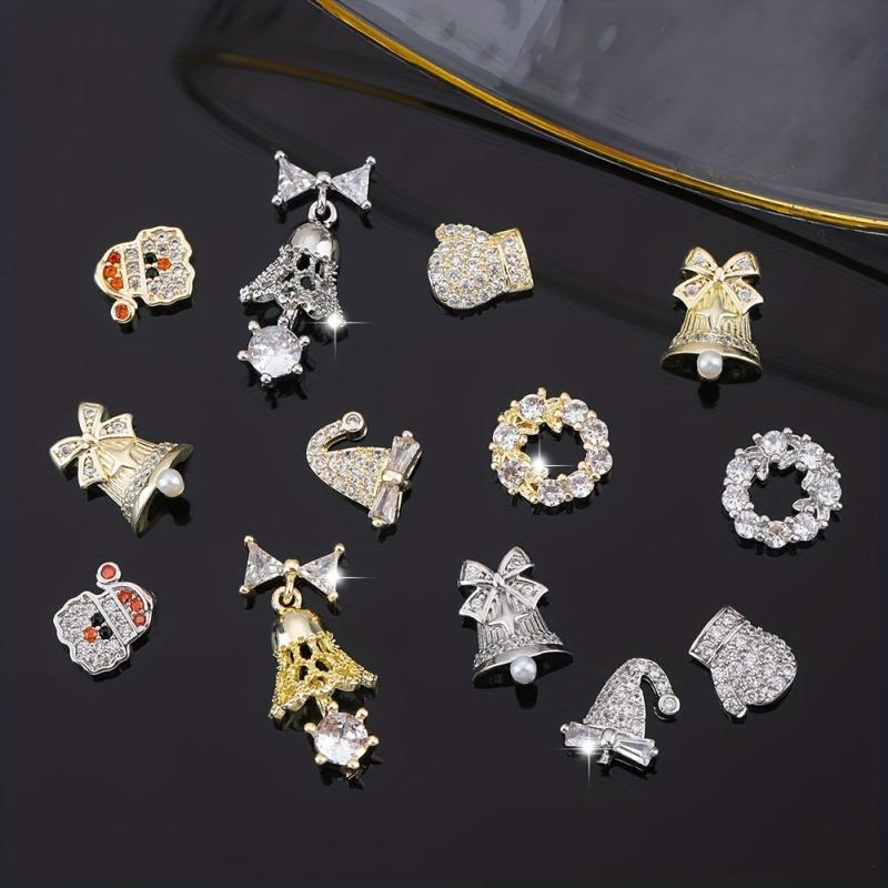 3pcs Christmas Nail Art Charms & Gemstones Set