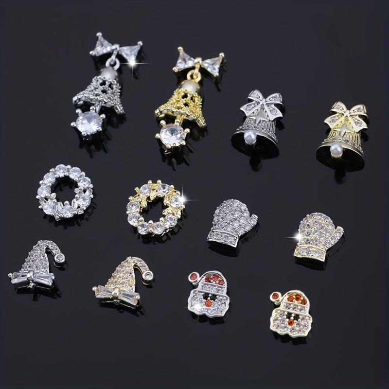 3pcs Christmas Nail Art Charms & Gemstones Set