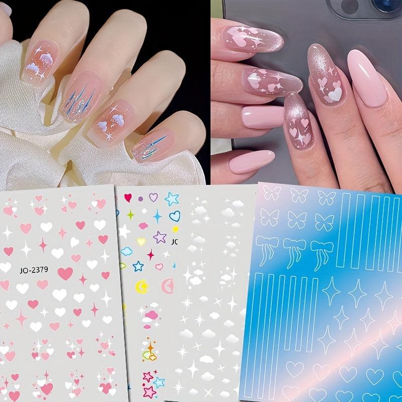 Colorful Flower Heart Star Moon Sun Cloud Nail Decals
