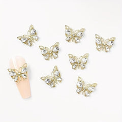 10Pcs Clear Crystal Butterfly Nail Charms - Nail Art Decoration