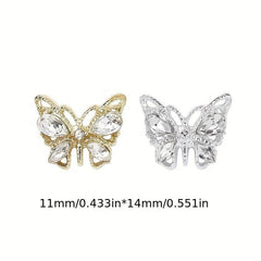 10Pcs Clear Crystal Butterfly Nail Charms - Nail Art Decoration